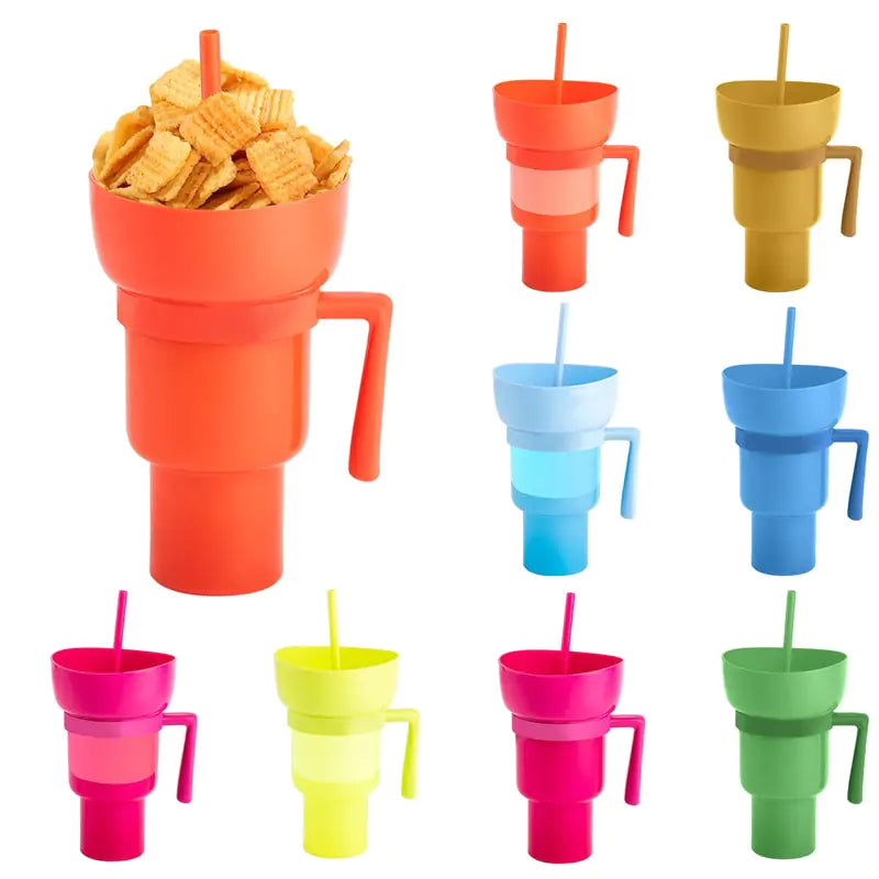 New 2 In 1 Snack Bowl Drink Cup